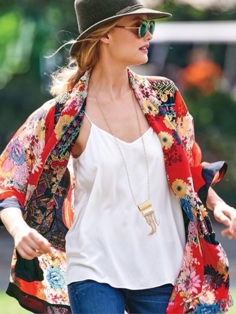 Johnny Was Mishka Rose Embroidery Kimono Boho Jacket Floral Daisy Cardigan XS